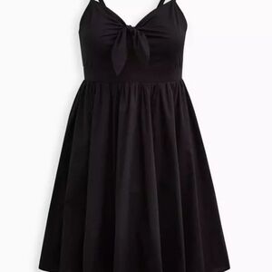 Torrid Black Tie-Front Poplin Mini Dress — Size 2 — Excellent Condition